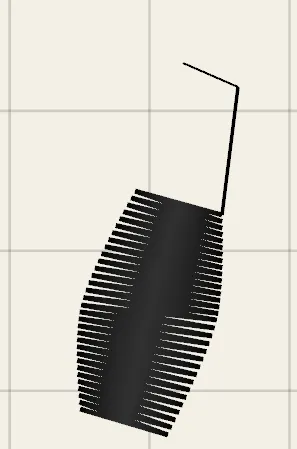 A satin column part-way through being drawn, with the next rail segment following the cursor.